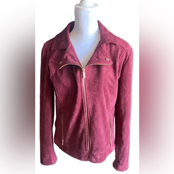 Calvin Klein Jackets & Blazers - SzS CK raspberry suede jacket with gold hardware